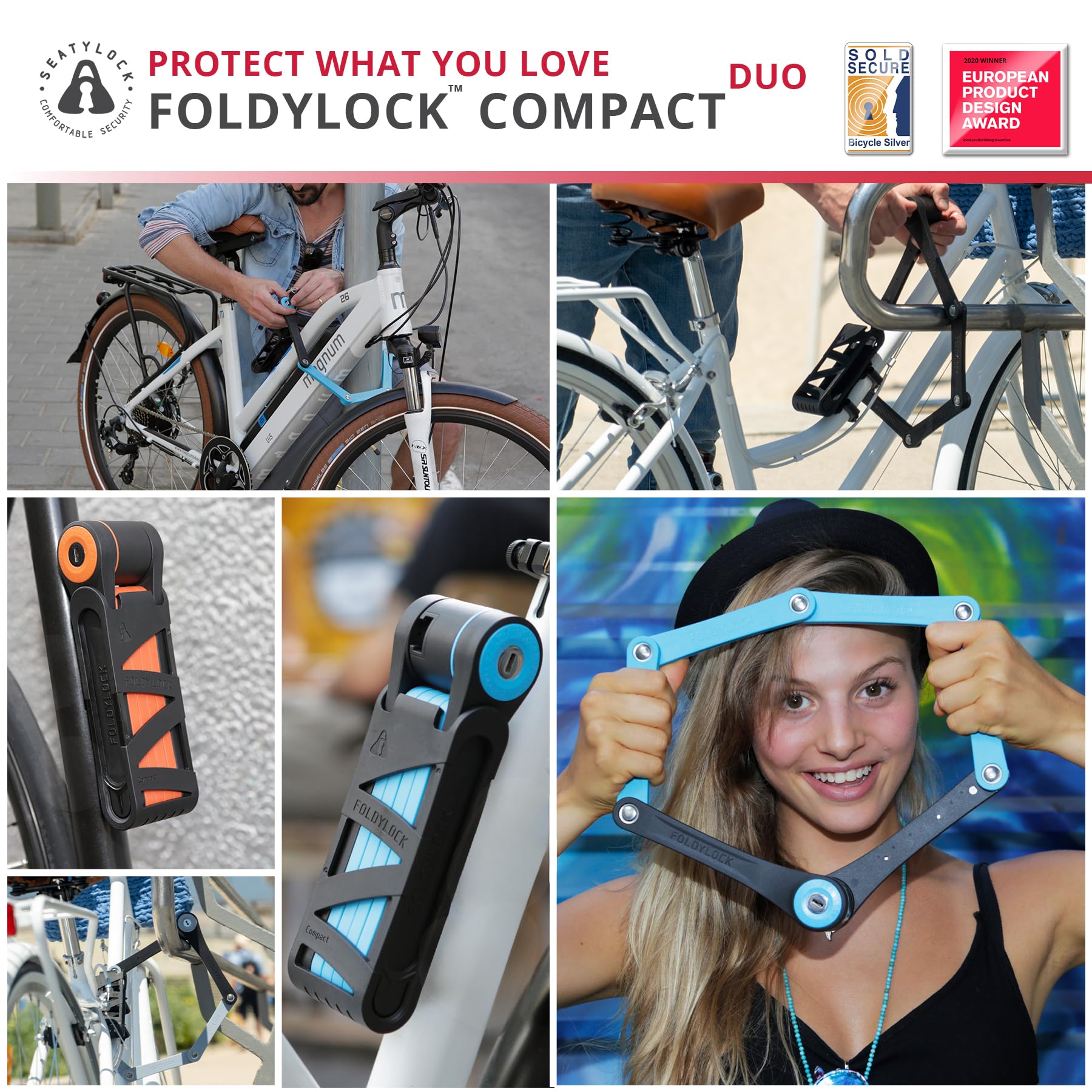 FOLDYLOCK 自転車ロック Amazon.co.jp: FoldyLock コンパクト折りたたみ自転車ロック - 6つの